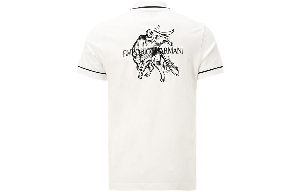Sizing エンポリオ アルマーニ ブラック ポロシャツ アニマル文字プリントデザイン. 3K1F8P-1JM2Z-0022