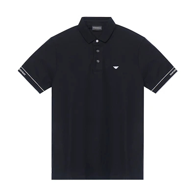 EMPORIO ARMANI Black Polo Shirt with White Logo Print 3R1F67-1JCYZ-0092