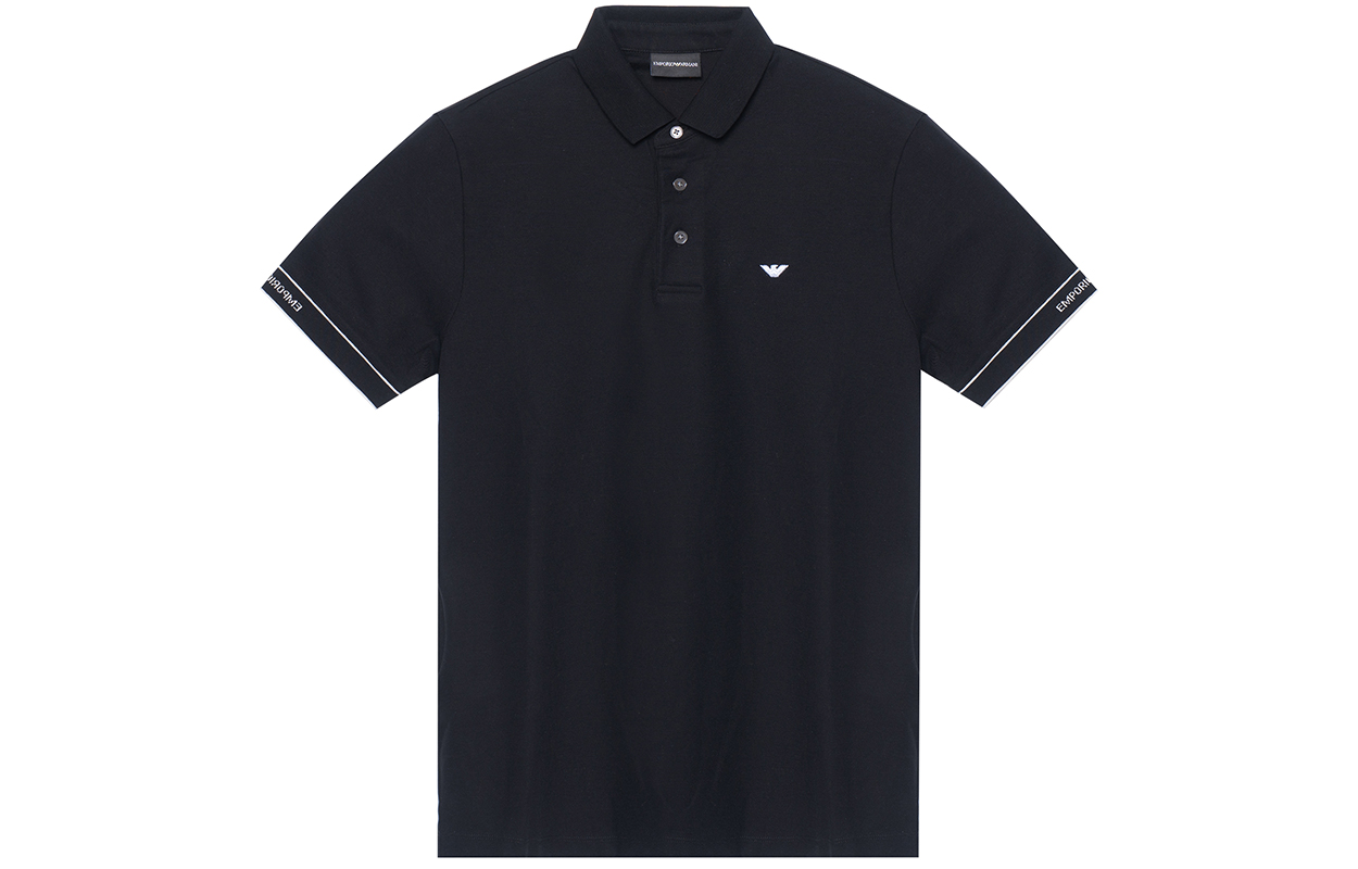 Order EMPORIO ARMANI  Black Polo Shirt with White Logo Print 3R1F67-1JCYZ-0092