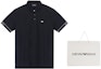 Shop EMPORIO ARMANI Black Polo Shirt with White Logo Print 3R1F67-1JCYZ-0092