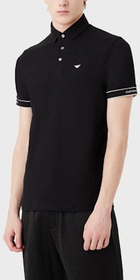 EMPORIO ARMANI Black Polo Shirt with White Logo Print 3R1F67-1JCYZ-0092 Purchase EMPORIO ARMANI Black Polo Shirt with White Logo Print 3R1F67-1JCYZ-0092