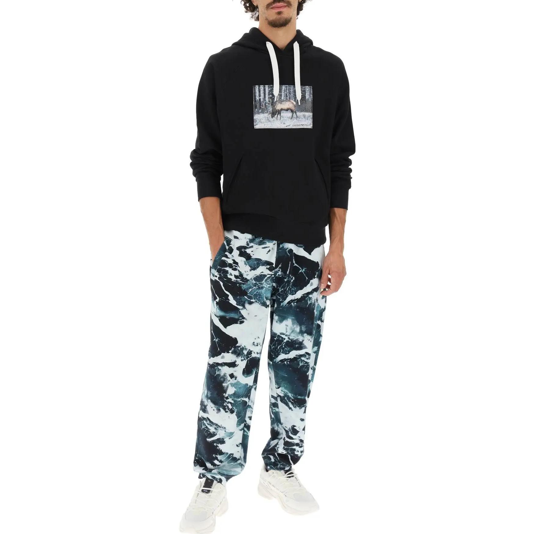 Emporio Armani  Black Printed Drawstring Hoodie Long Sleeve Sweatshirt 6L1M8B-1JSFZ-0999 圖 3