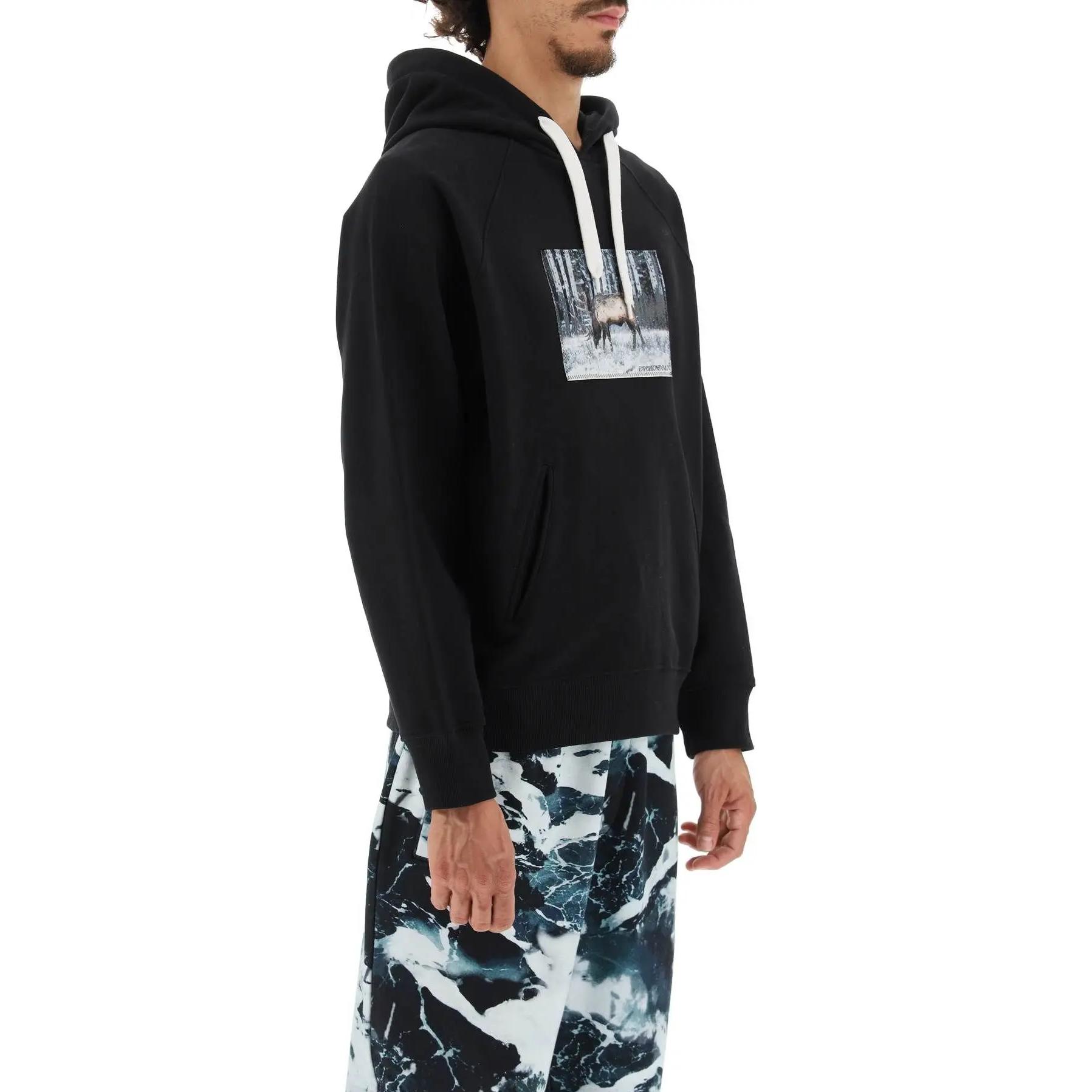 Emporio Armani  Black Printed Drawstring Hoodie Long Sleeve Sweatshirt 6L1M8B-1JSFZ-0999 圖 5