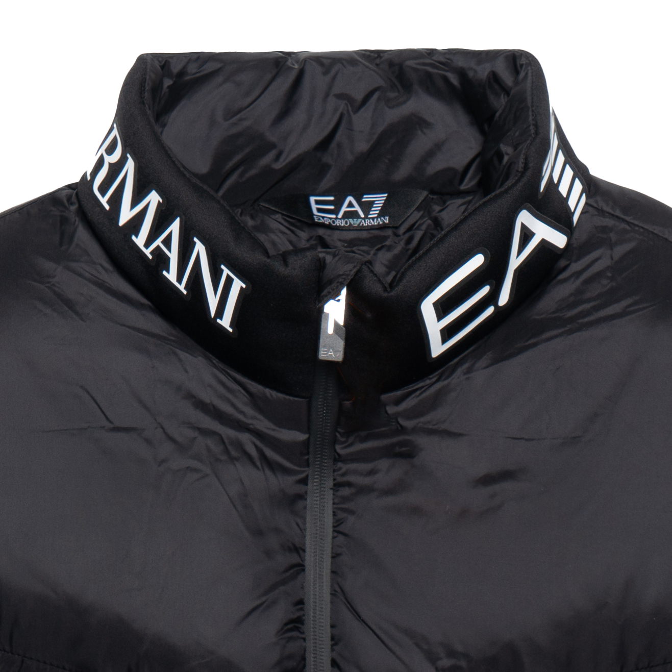 Cheap EMPORIO ARMANI Jaket Hitam Puffer dengan Logo dan Kolar Zip-up. 6RPB33-PNEOZ-1200