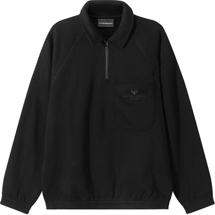 Order Emporio Armani  Black Pullover Sweatshirt with Logo Embroidery SS24. 3D1MDT-1JWPZ-0999