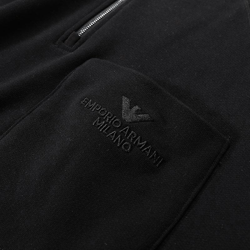 Shop Emporio Armani  Black Pullover Sweatshirt with Logo Embroidery SS24. 3D1MDT-1JWPZ-0999
