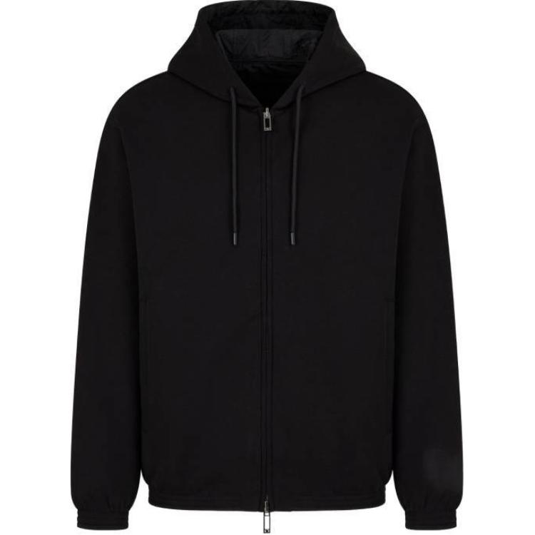EMPORIO ARMANI  Black Reversible Zip-Up Hoodie Jacket. 6D1MD3-1JHSZ-0999