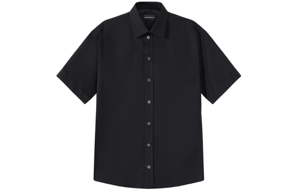 Emporio Armani  Black Short Sleeve Casual Shirt SS24 Simple Design. D41CS4-01C68-999