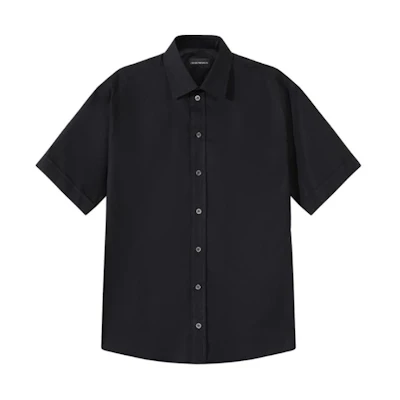 Emporio Armani Black Short Sleeve Casual Shirt SS24 Simple Design. D41CS4-01C68-999