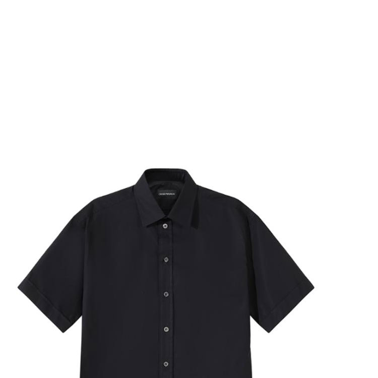 Shop エンポリオアルマーニ ブラック 半袖カジュアルシャツ SS24 シンプルデザイン D41CS4-01C68-999