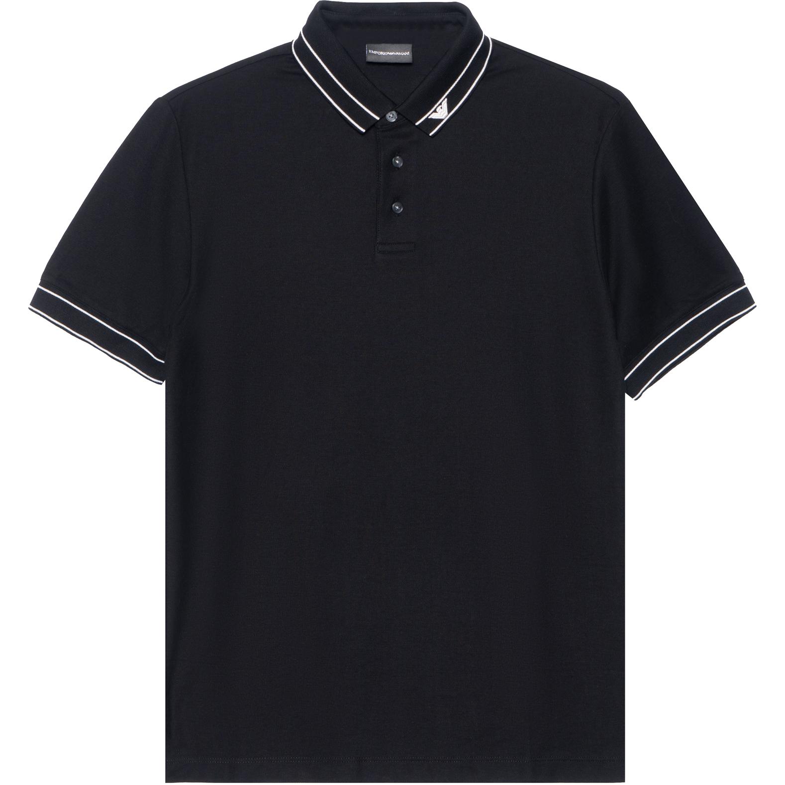 EMPORIO ARMANI  Black Short Sleeve Polo Shirt with Buttoned Collar. 3D1FM4-1JCYZ-0068