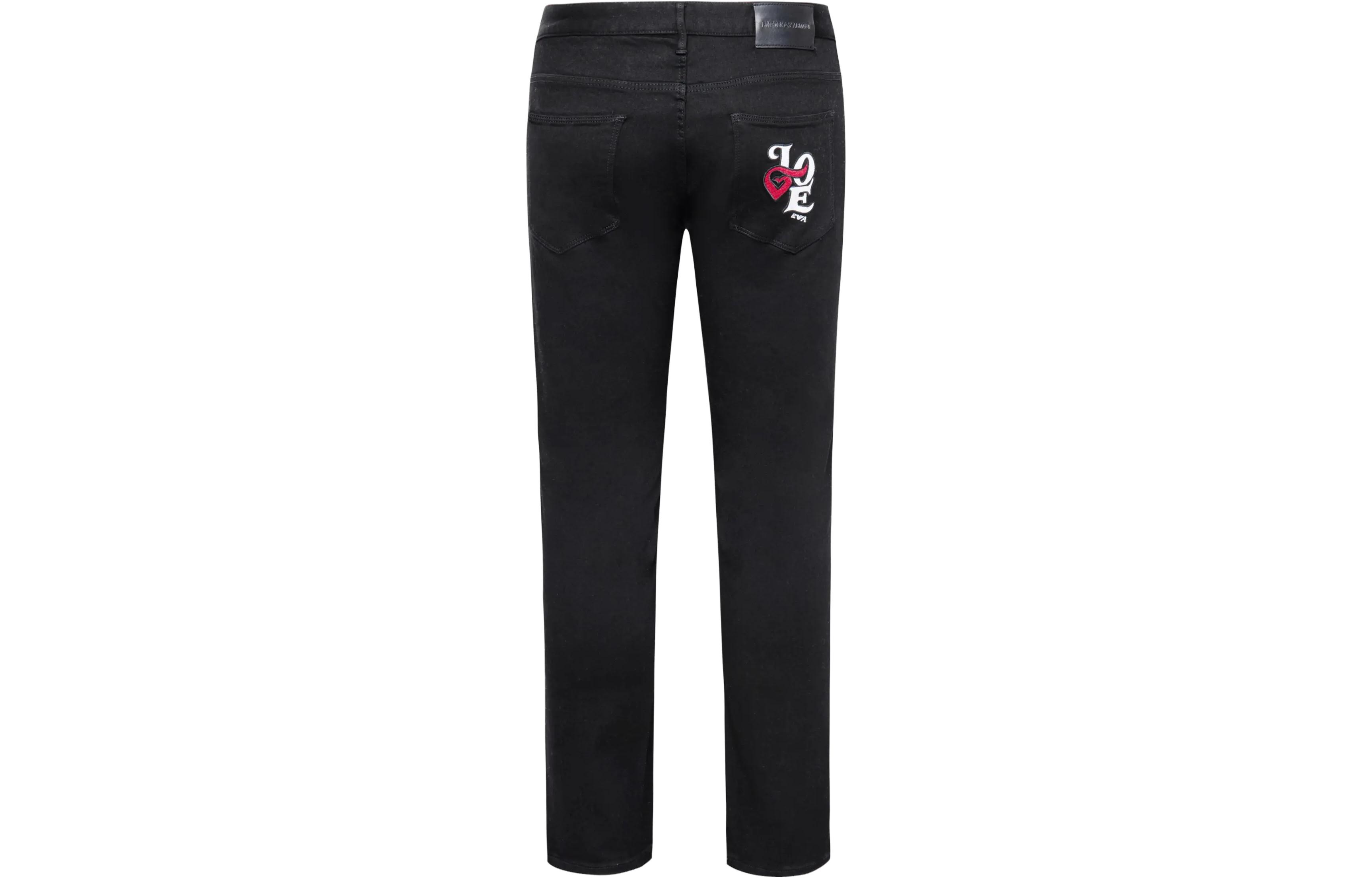 Emporio Armani  Black Slim-Fit Low-Waist Letter Print Jeans. 6R1J06-1DHDZ-0005
