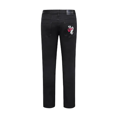 Emporio Armani Black Slim-Fit Low-Waist Letter Print Jeans. 6R1J06-1DHDZ-0005