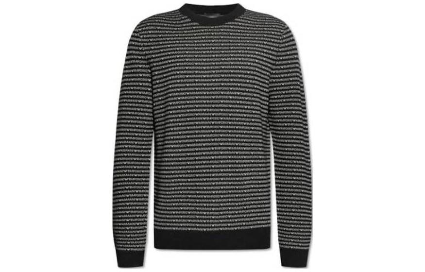 Emporio Armani  Black Slim Fit Crew Neck Long Sleeve Sweater 3D1MX1-1MMIZ-F053