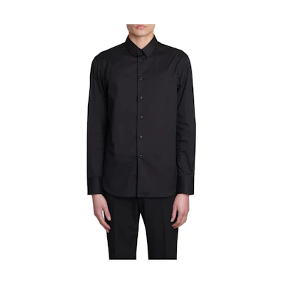 EMPORIO ARMANI Black Slim Fit Long Sleeve Collared Shirt. 01C35T-10130-C999