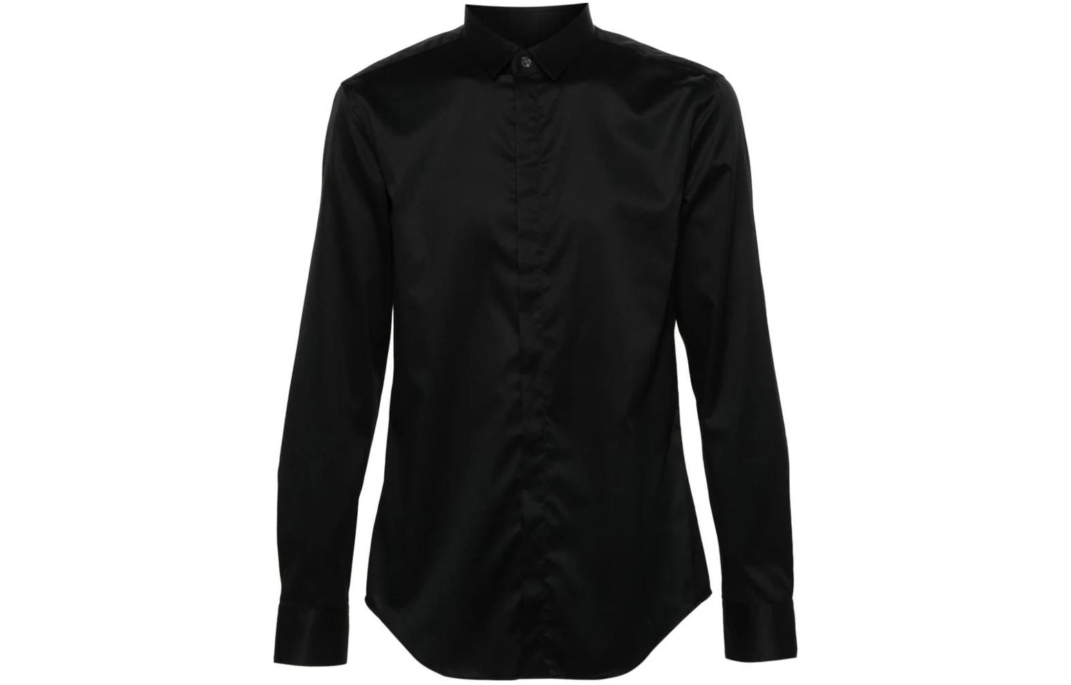 Order エンポリオアルマーニ ブラック スリムフィット 長袖シャツ カラー付き E31CC2-0BC33-999