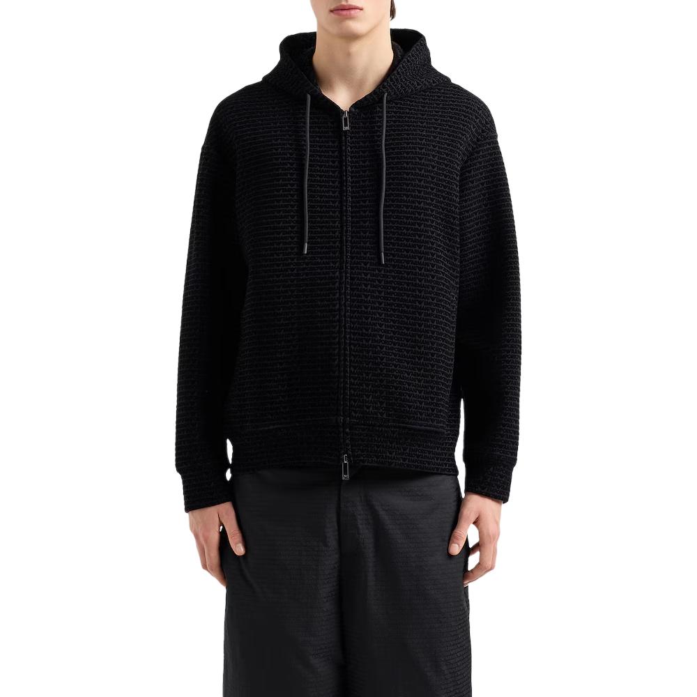 EMPORIO ARMANI  Black Solid Color Hooded Loose Fit Zip-up Jacket. 6D1MB0-1JHSZ-0999 圖 3