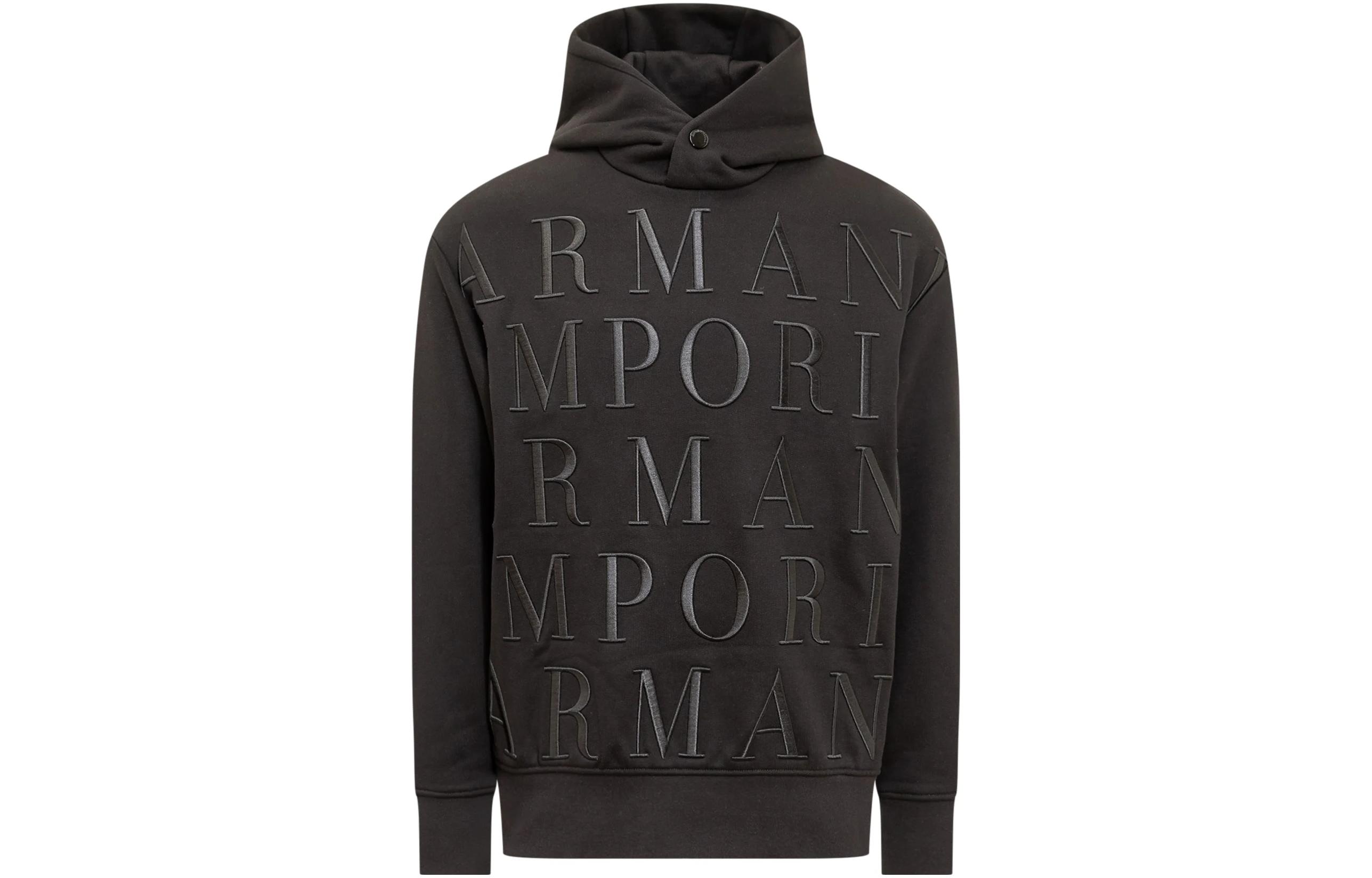 EMPORIO ARMANI  Black Solid Color Letter Print Sweatshirt. 6R1MCR-1JWPZ-0999