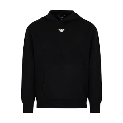 Emporio Armani Black Solid Color Loose-Fit Hoodie Sweater. 6R1MX71-MNBZ1-F008
