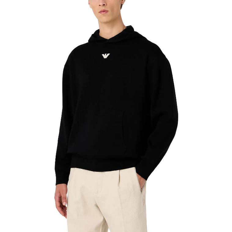 Emporio Armani  Black Solid Color Loose-Fit Hoodie Sweater. 6R1MX71-MNBZ1-F008 圖 4