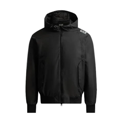 Emporio Armani Black Solid Letter Print Zip-Up Hoodie Jacket. 6LPB08-PN27Z-1200