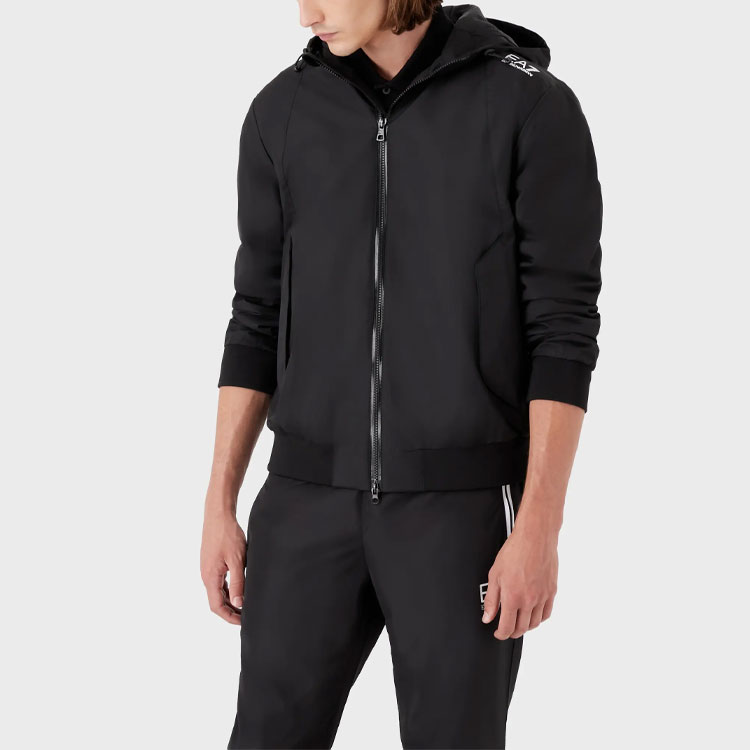 Emporio Armani  Black Solid Letter Print Zip-Up Hoodie Jacket. 6LPB08-PN27Z-1200 圖 5
