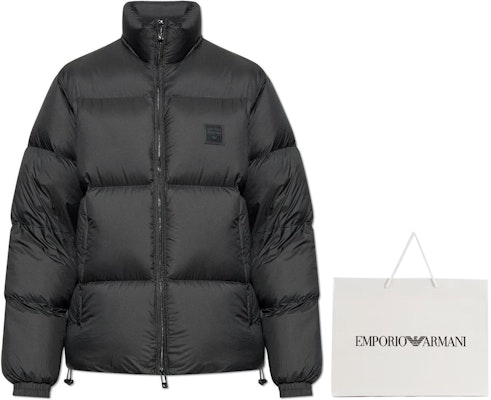 EMPORIO ARMANI Chaqueta Negra Acolchada con Cremallera y Logo Patch. 6D1BF6-1NQTZ-0999 1