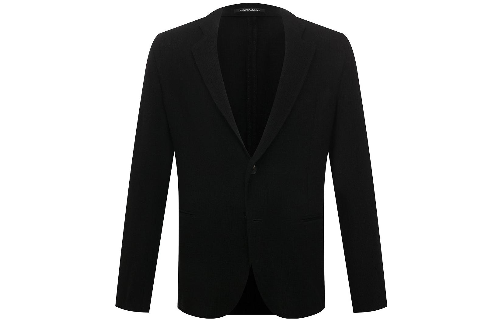 Emporio Armani  Black Solid Long Sleeve Single-Breasted Blazer. H41G27-E1055-999