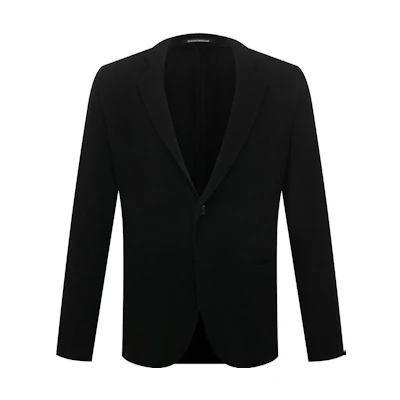 Emporio Armani Black Solid Long Sleeve Single-Breasted Blazer. H41G27-E1055-999