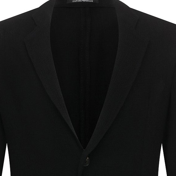 Sizing 엠포리오 아르마니 블랙 솔리드 싱글 브레스트 긴팔 블레이저. H41G27-E1055-999