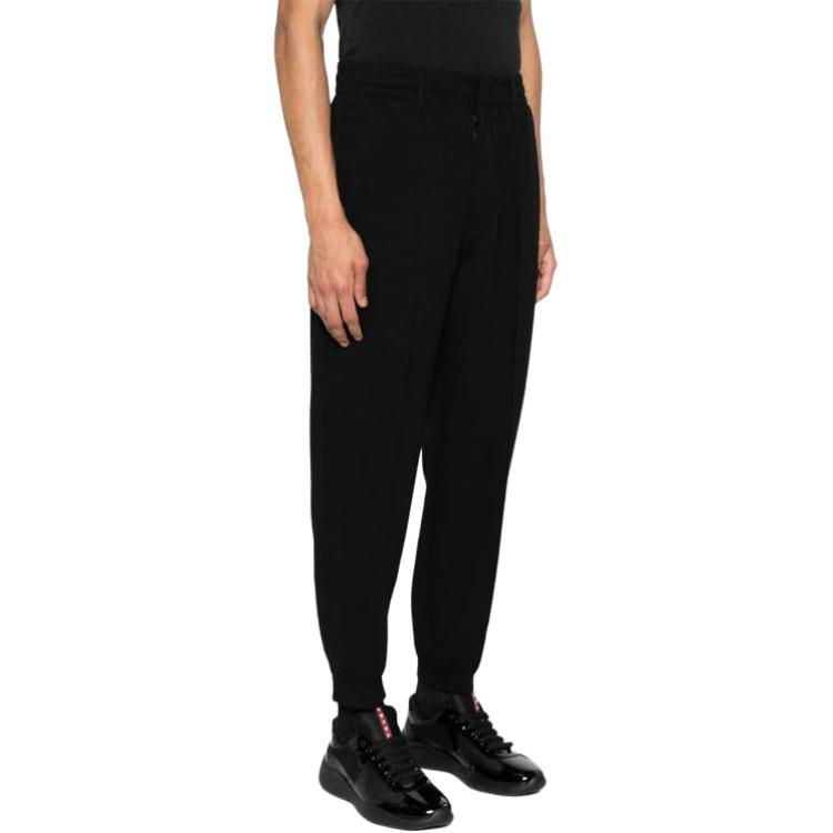 Purchase Emporio Armani Celana Kasual Hitam Solid Mid-Rise Tapered Elastis 3D1P75-1JHSZ-0999