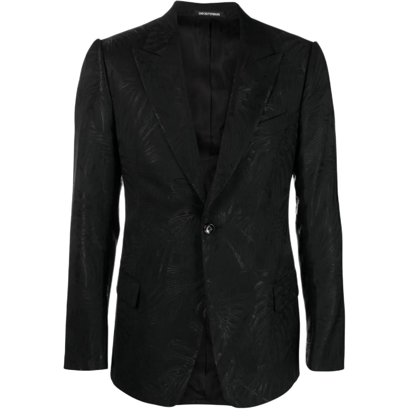 EMPORIO ARMANI  Black Solid One-Button Long-Sleeve Suit Jacket H41GB2-E1047-0999