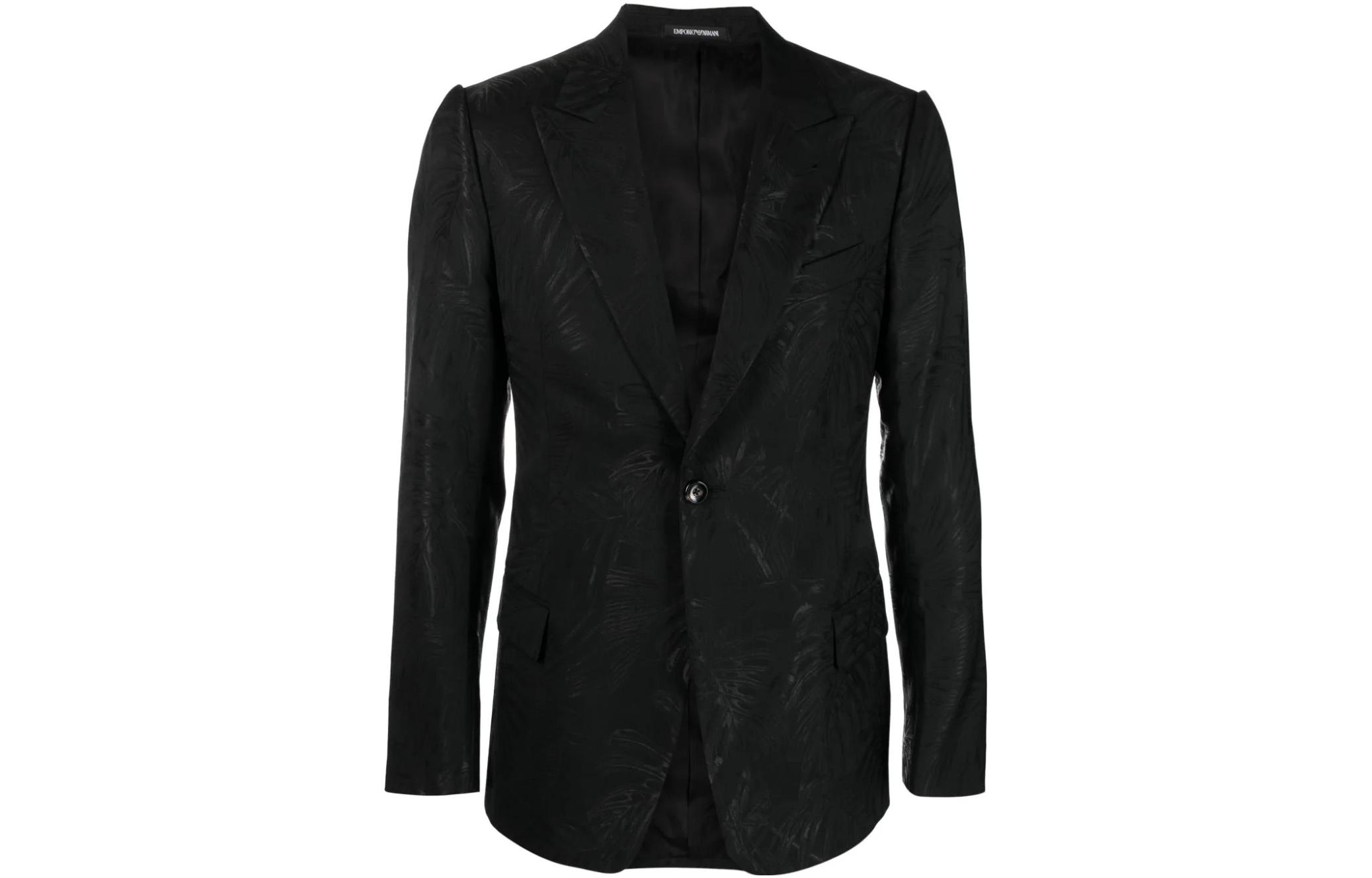 Order 엠포리오 아르마니 블랙 솔리드 원버튼 긴소매 수트 재킷 H41GB2-E1047-0999