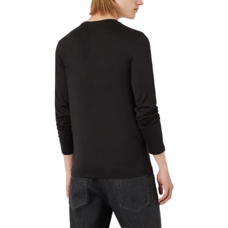 Shop Emporio Armani  Black Solid Pullover Crewneck Sweater FW22 8N1T821-J2VZ1-0999