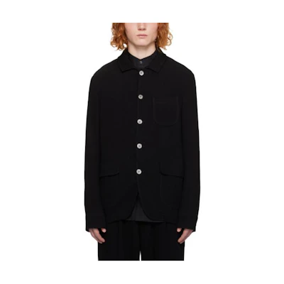 Emporio Armani Black Solid Single-Breasted Long Sleeve Jacket. H41G53-E1055-999