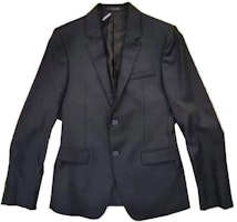 EMPORIO ARMANI Black Solid Wool Single-Breasted Casual Blazer. 01G180-01047-999 EMPORIO ARMANI Black Solid Wool Single-Breasted Casual Blazer. 01G180-01047-999