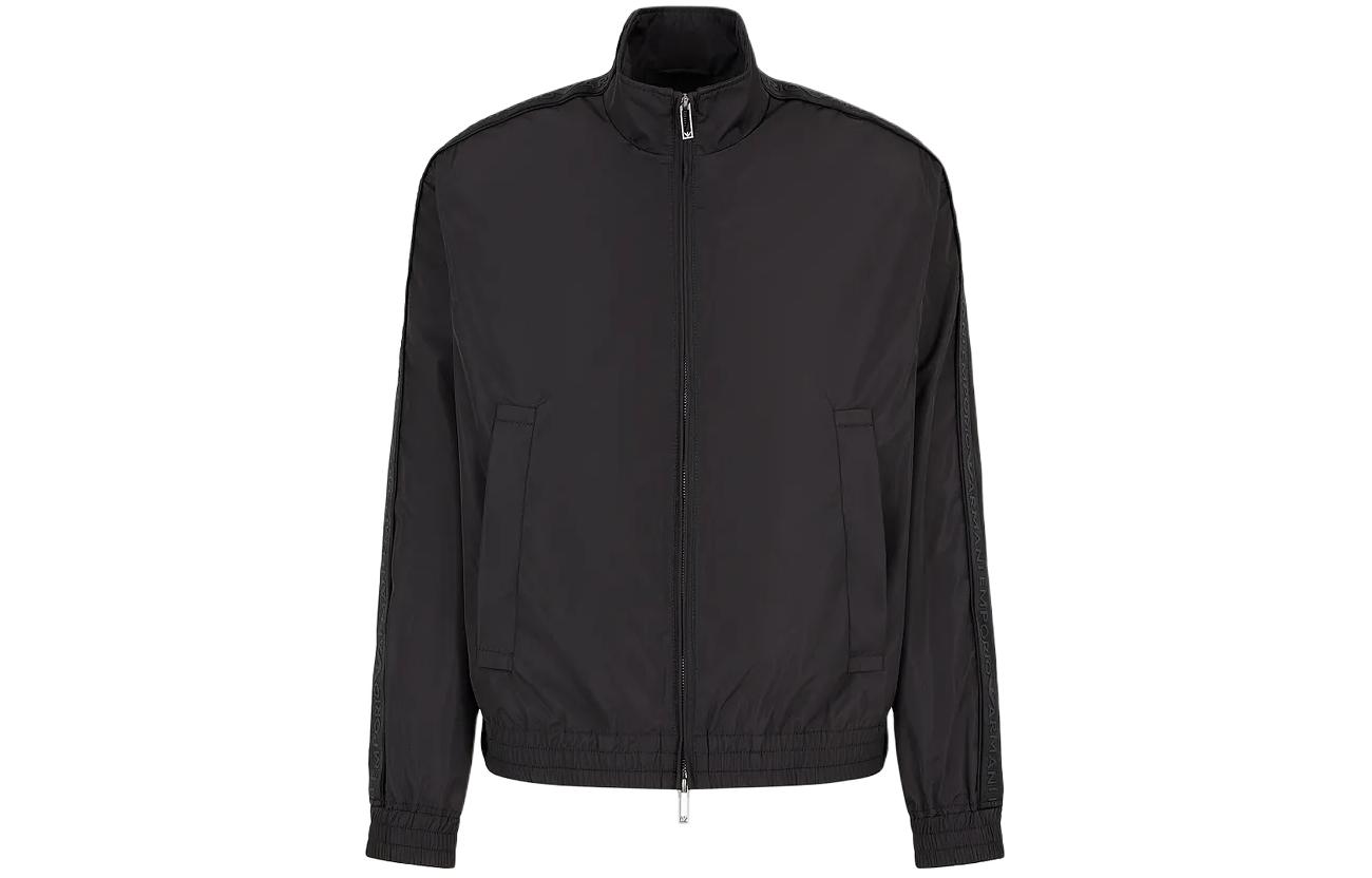 Emporio Armani  Black Solid Zip-Up Jacket Long Sleeve Casual Outerwear 3D1BH0-1NMPZ-10999