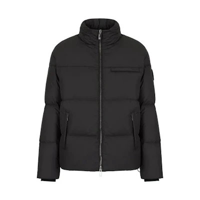 EMPORIO ARMANI Black Solid Zip-Up Puffer Jacket with Pockets. 6KSB6AS-N93Z1-UC99