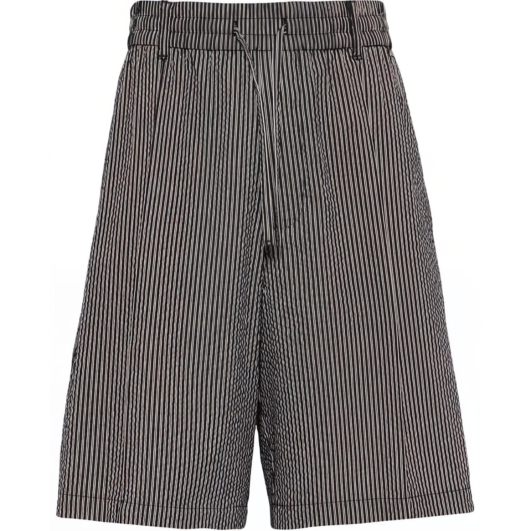 Emporio Armani  Black Striped Drawstring Casual Shorts. 3D1PE2-1NPIZ-F014