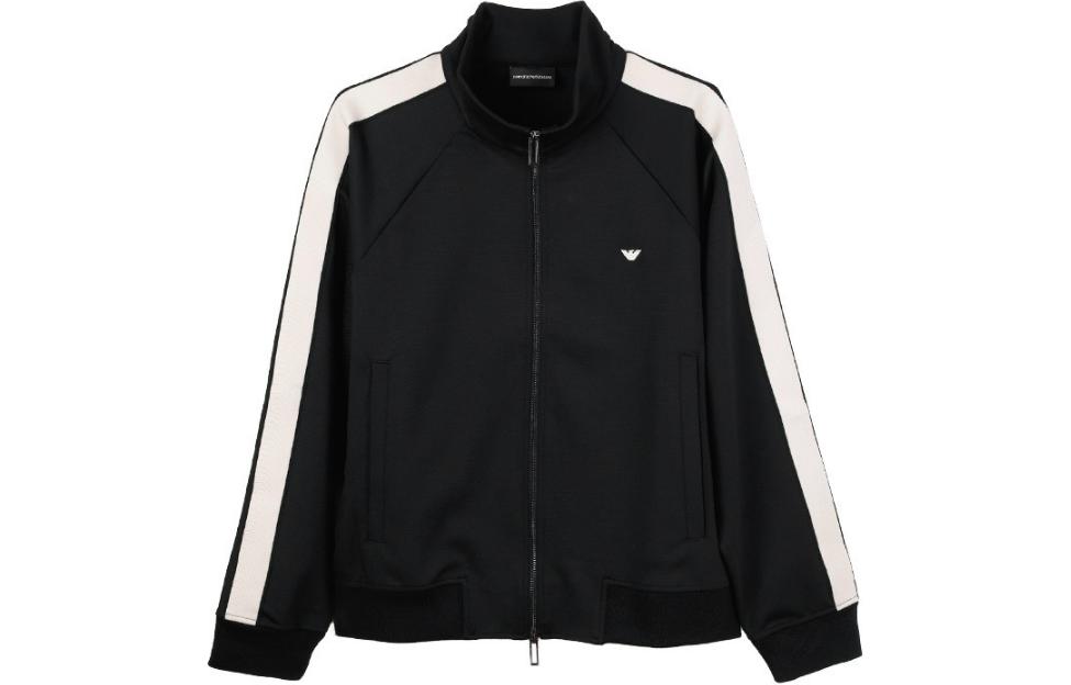 Order エンポリオアルマーニ ロゴ刺繍入りストライプジップセーター ブラック 6R1MF81JHQZ0999