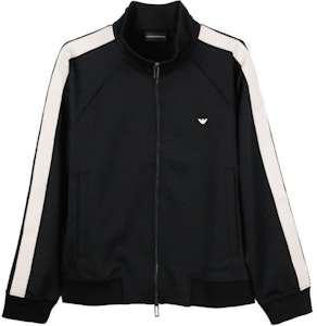 Emporio Armani 黑色條紋Logo刺繡拉鍊毛衣 6R1MF81JHQZ0999 Order Emporio Armani 黑色條紋Logo刺繡拉鍊毛衣 6R1MF81JHQZ0999