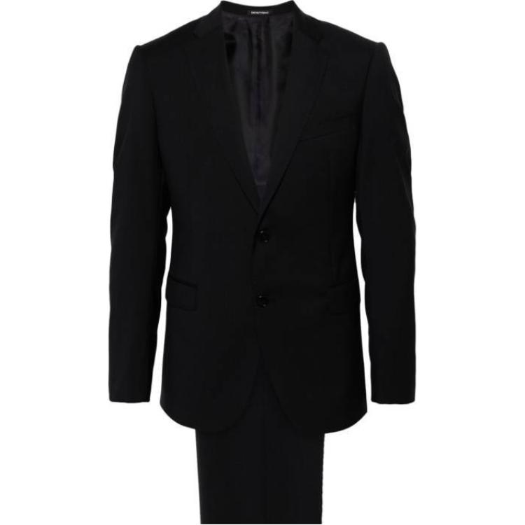 Order Emporio Armani Suit Hitam - Blazer & Seluar Solid dengan Satu Butang EM000478-TE10155-UB081