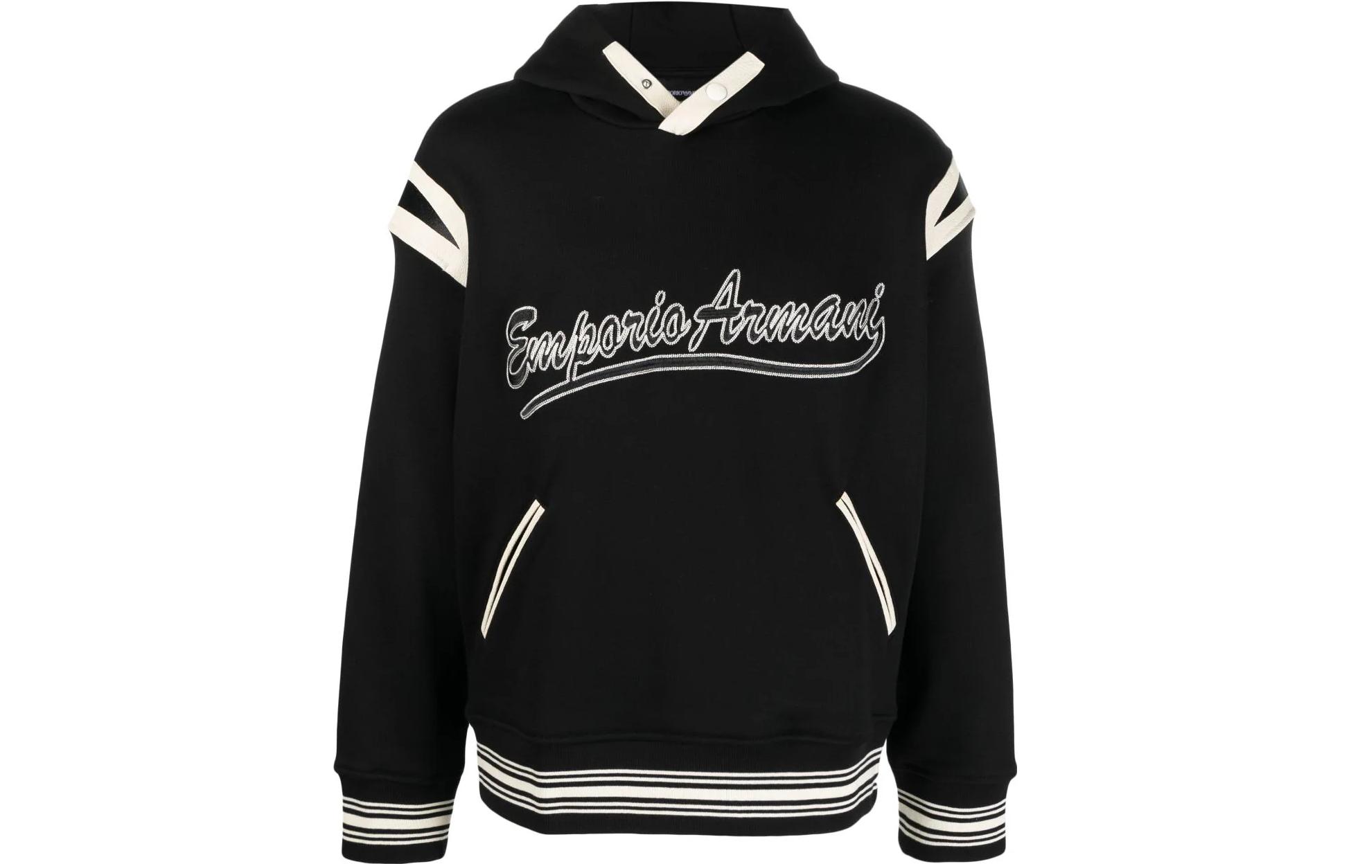 Emporio Armani  Black Sweatshirt with Letter Print and Striped Trim. 6R1MG1-1JWPZ-0999 圖 2