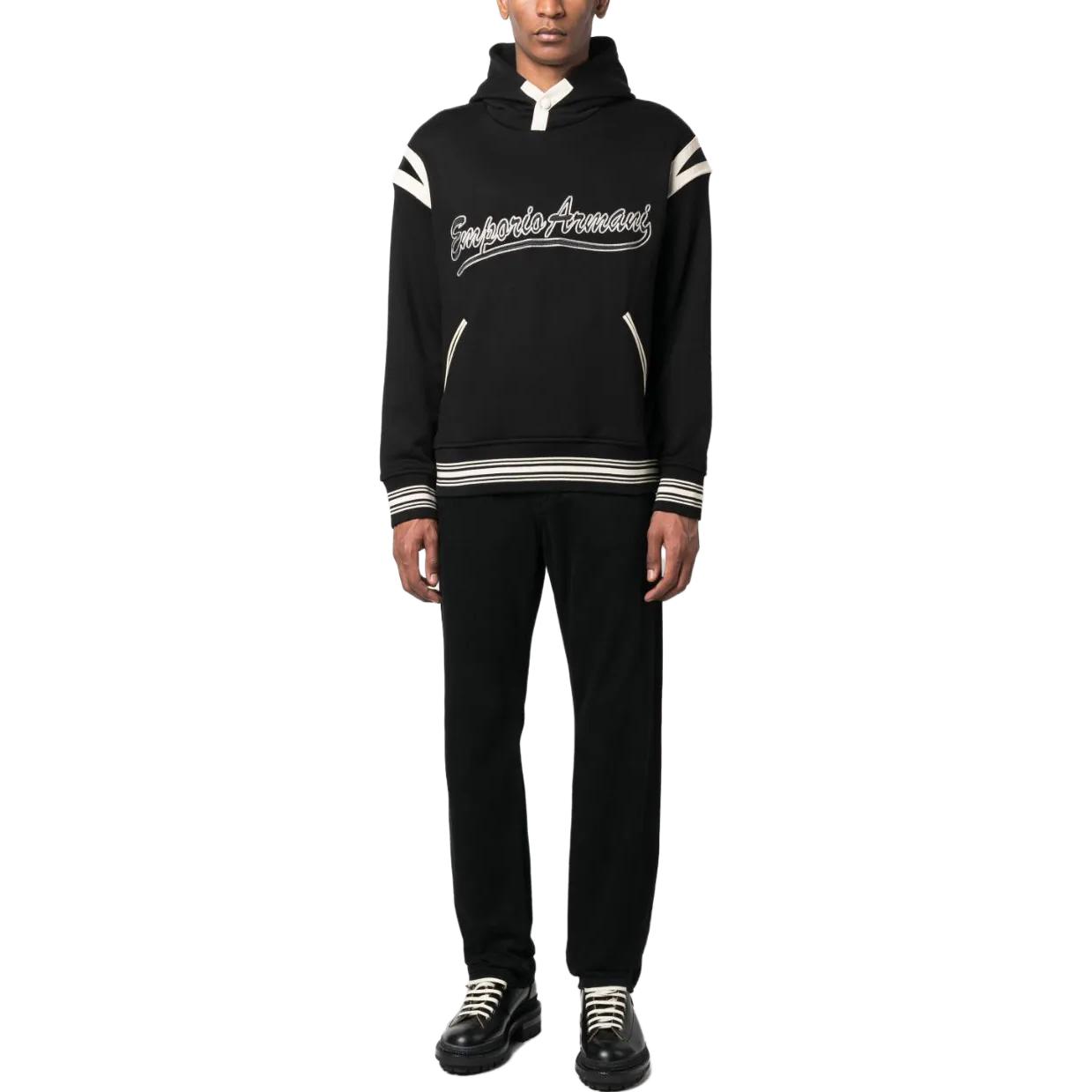 Emporio Armani  Black Sweatshirt with Letter Print and Striped Trim. 6R1MG1-1JWPZ-0999 圖 3