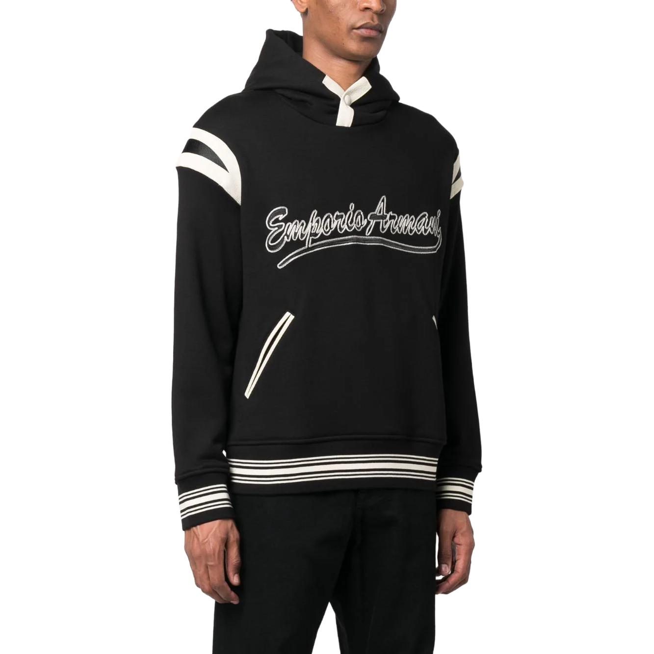 Emporio Armani  Black Sweatshirt with Letter Print and Striped Trim. 6R1MG1-1JWPZ-0999 圖 5