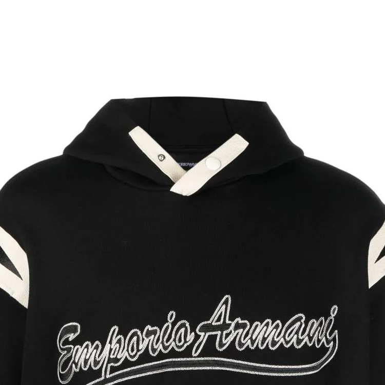 Emporio Armani  Black Sweatshirt with Letter Print and Striped Trim. 6R1MG1-1JWPZ-0999 圖 6