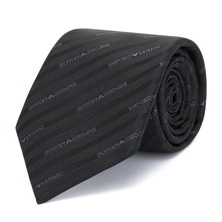 EMPORIO ARMANI  Black Twill Logo Tie. 340075-2R605-00320