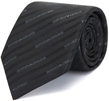 EMPORIO ARMANI Black Twill Logo Tie. 340075-2R605-00320 EMPORIO ARMANI Black Twill Logo Tie. 340075-2R605-00320