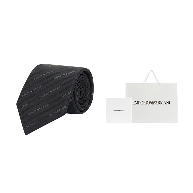 Order EMPORIO ARMANI  Black Twill Logo Tie. 340075-2R605-00320