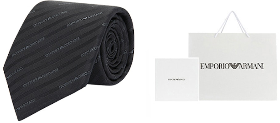 EMPORIO ARMANI Black Twill Logo Tie. 340075-2R605-00320 Order EMPORIO ARMANI Black Twill Logo Tie. 340075-2R605-00320